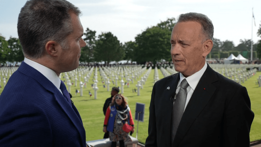 Tom Hanks speaks to NBC News' Peter Alexander from Normandy, France on the anniversary of D-Day