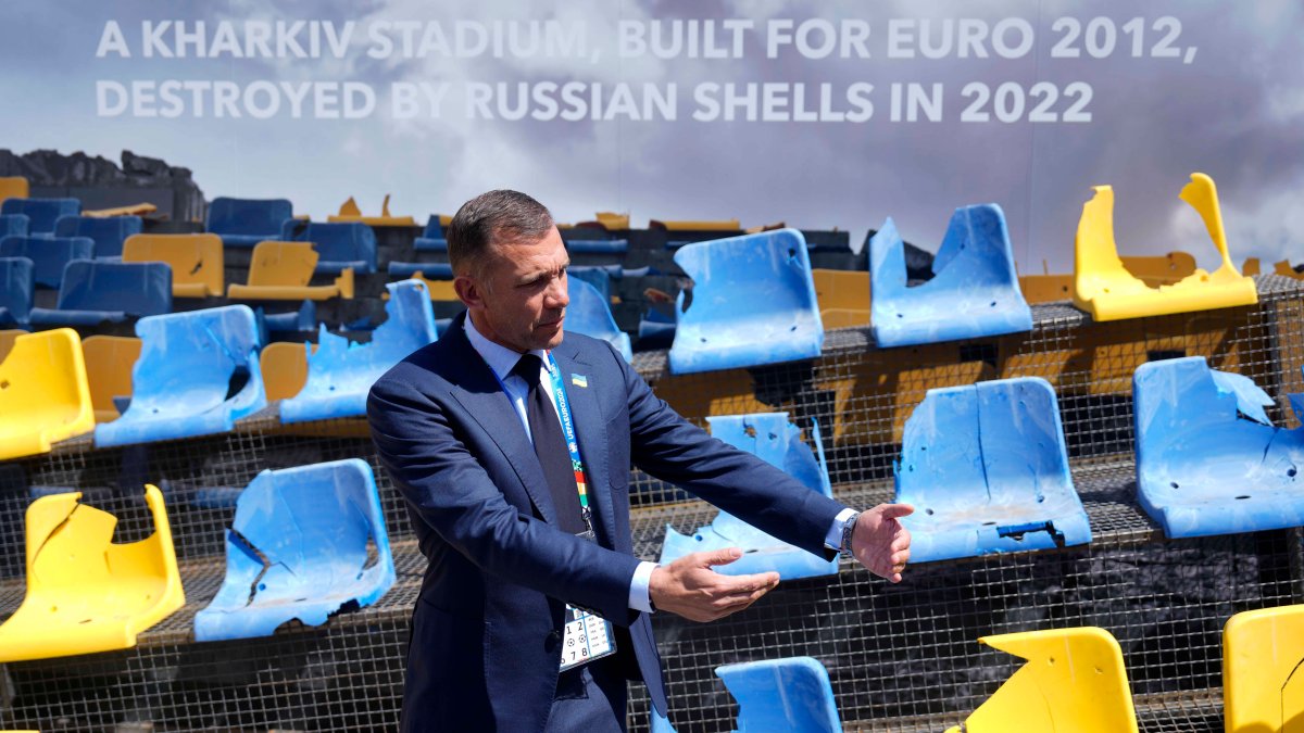 Ukraine displays destroyed stadium stand in Germany ahead of Euro 2024 opener