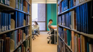 Students study in the Perry-Castaneda Library at the University of Texas at Austin on February 22, 2024 in Austin, Texas.