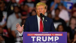 Republican presidential candidate former President Donald Trump speaks at a campaign rally, June 22, 2024, in Philadelphia. Trump is seeking to distance himself from a plan for a massive overhaul of the federal government drafted by some of his administration officials.