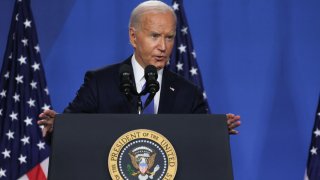 U.S. President Joe Biden attends a press conference during NATO’s 75th anniversary summit, in Washington, U.S., July 11, 2024. 