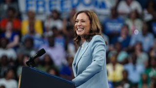 Vice President and 2024 Democratic presidential candidate Kamala Harris speaks at a campaign event in Atlanta, Georgia, on July 30, 2024.