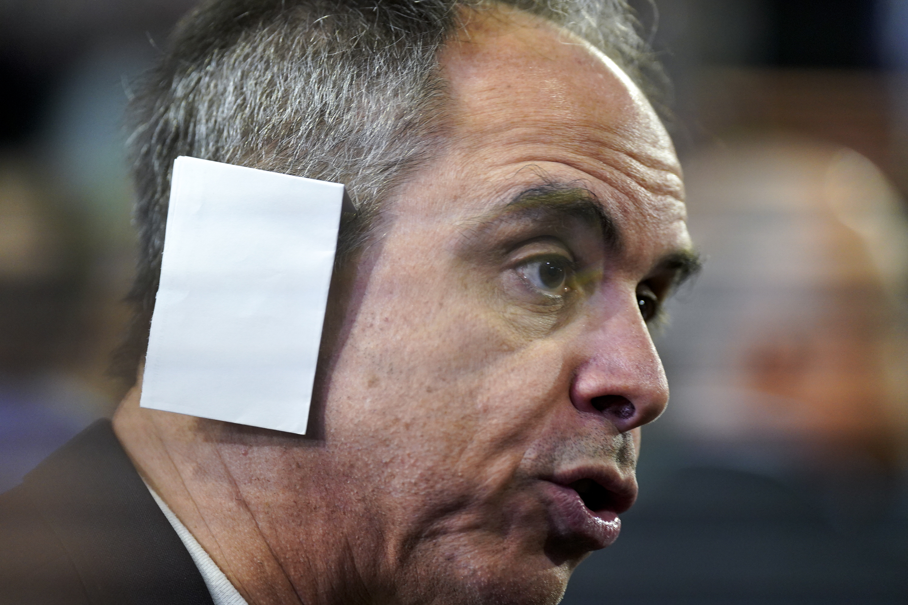 Milwaukee , Wisconsin – July 16: A delegate with a mock-bandage on his ear seen at Fiserv Forum on Tuesday, July 16, 2024, on the second day of the Republican National Convention in downtown Milwaukee, Wis. Former President Donald Trump is set to be named the Republican presidential nominee during the convention after he was injured by a bullet in an assassination attempt on July 13 during a campaign rally in Butler, Pa.
(Photo by Jabin Botsford/The Washington Post via Getty Images)