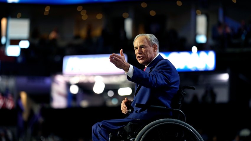 Greg Abbott, governor of Texas, speaks during the Republican National Convention (RNC) at the Fiserv Forum in Milwaukee, Wisconsin, US, on Wednesday, July 17, 2024. The RNC chairman warned against complacency when his party concludes its official nominating jamboree this week with polls predicting ex-President Donald Trump prevailing over President Joe Biden in the November election. Photographer: Al Drago/Bloomberg via Getty Images