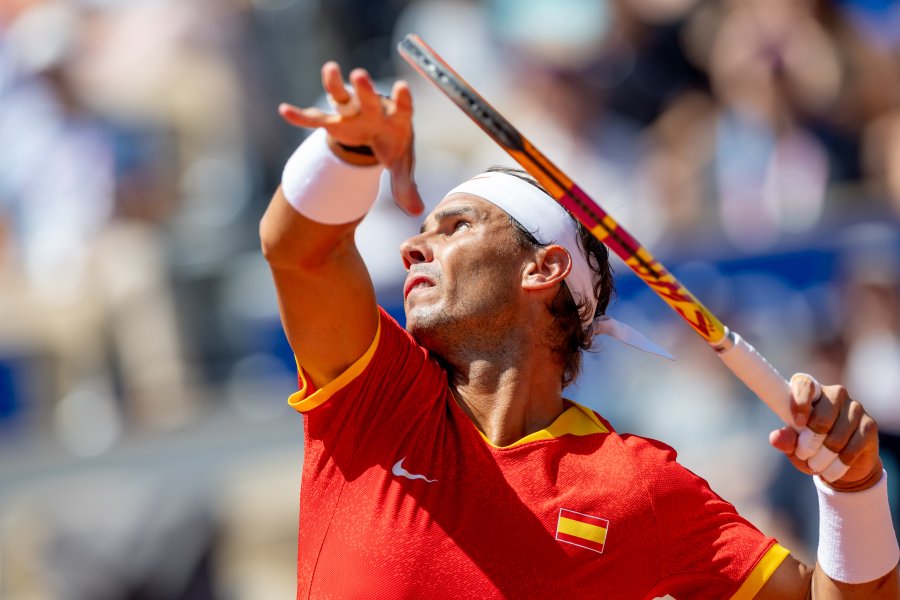 Rafael Nadal is playing during the Men's Singles Second Round match against Novak Djokovic at the Olympic Games Paris 2024