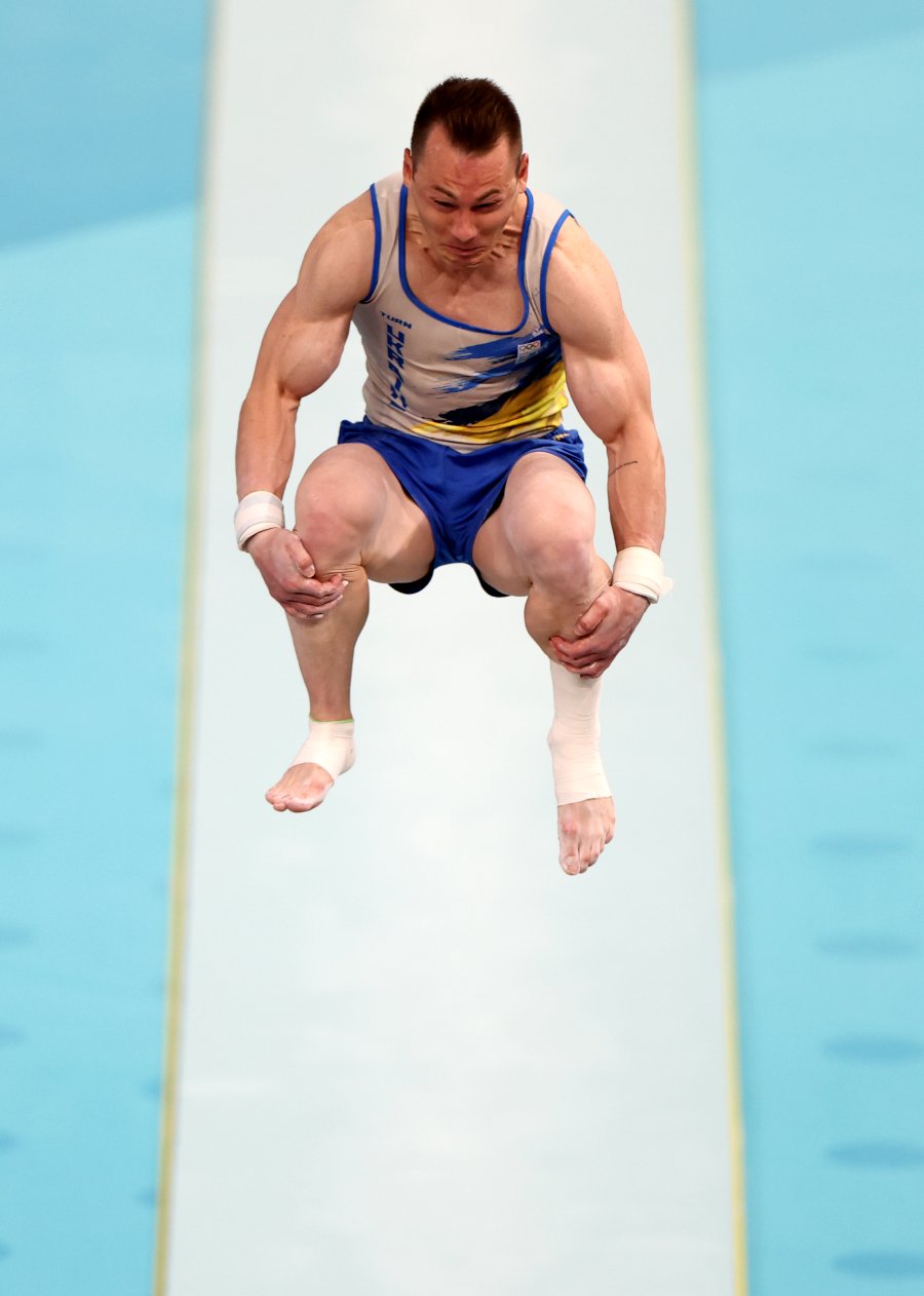 Ukraine’s Igor Radivilov competes on the vault during the Artistic Gymnastics Men's Team Final on day three of the Olympic Games Paris 2024.