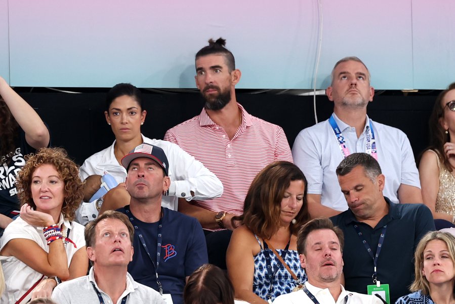 Michael Phelps is seen during the Artistic Gymnastics Women's Team Final