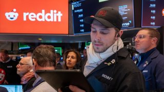 The trading floor of the New York Stock Exchange prepares for the social media platform Reddit’s initial public offering in New York City on March 21, 2024.