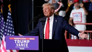 Republican presidential nominee and former U.S. President Donald Trump holds a campaign rally in Harrisburg, Pennsylvania, U.S., July 31, 2024.