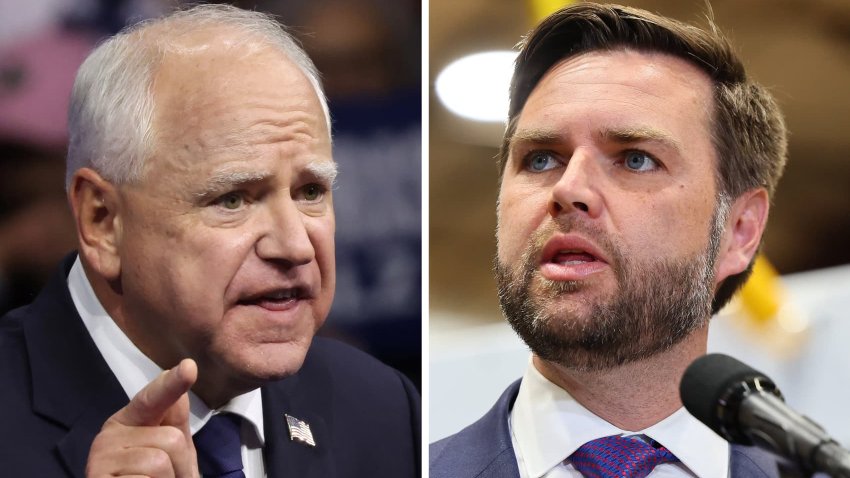 Democratic vice presidential candidate Minnesota Gov. Tim Walz (R), and Republican vice presidential candidate, Sen. J.D. Vance (R-OH).