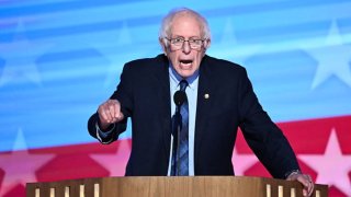 US Senator Bernie Sanders, Independent from Vermont, speaks on the second day of the Democratic National Convention (DNC) at the United Center in Chicago, Illinois, on August 20, 2024.