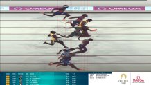 Using this photo from Omega, officials made the call that Noah Lyles won the men's 100m at the 2024 Paris Olympics.