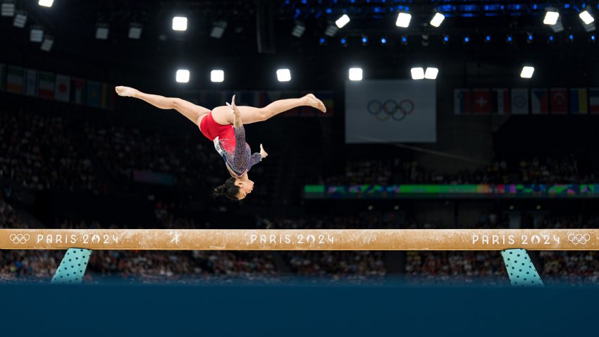 PARIS, FRANCE – AUGUST 01: Sunisa Lee of Team United States competes on the balance beam during the Artistic Gymnastics Women’s All-Around Final on day six of the Olympic Games Paris 2024 at Bercy Arena on August 01, 2024 in Paris, France. (Photo by Andy Cheung/Getty Images)