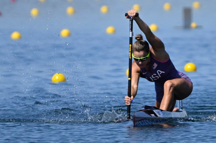 Nevin Harrison competes in the women's canoe single 200m