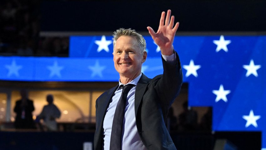 Golden State Warriors and Team USA head coach Steve Kerr walks on stage to speak on the first day of the Democratic National Convention (DNC) at the United Center in Chicago, Illinois, on August 19, 2024. Vice President Kamala Harris will formally accept the party’s nomination for president at the DNC which runs from August 19-22 in Chicago. (Photo by ANDREW CABALLERO-REYNOLDS / AFP) (Photo by ANDREW CABALLERO-REYNOLDS/AFP via Getty Images)