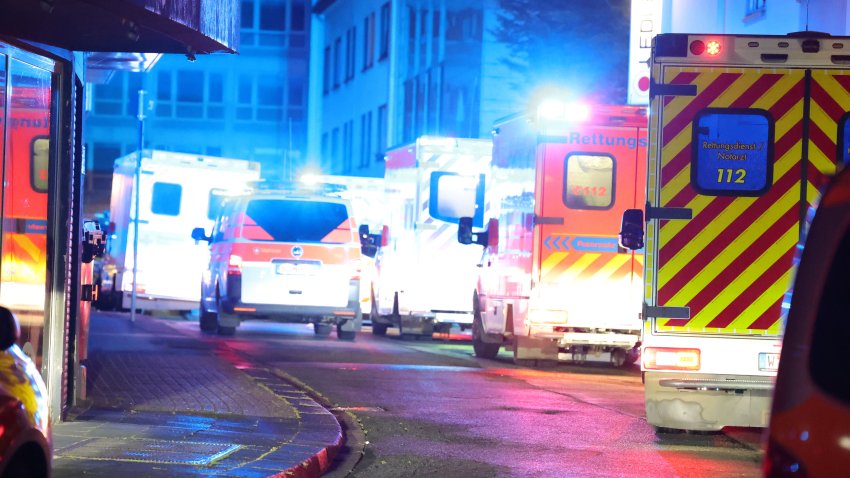 23 August 2024, North Rhine-Westphalia, Solingen: Police and ambulances stand near the scene. There were fatalities and injuries in an attack at the city’s 650th anniversary celebrations. The murder weapon was presumably a knife, according to police sources. The police sounded a major alarm. Photo: Gianni Gattus/dpa (Photo by Gianni Gattus/picture alliance via Getty Images)