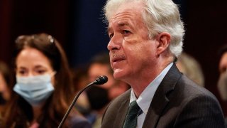 CIA Director Bill Burns testifies next to Director of National Intelligence Avril Haines during a House (Select) Intelligence Committee hearing on diversity in the intelligence community, on Capitol Hill in Washington, October 27, 2021.