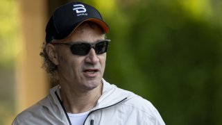 Alex Karp, CEO of Palantir Technologies, walks to the morning session at the Allen & Co. Media and Technology Conference in Sun Valley, Idaho, on July 10, 2024.