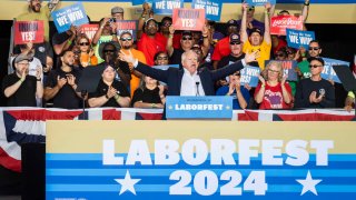 Governor Tim Walz delivers remarks at the Milwaukee Area Labor Council’s Laborfest 2024 on September 2nd, 2024 at the Summerfest Grounds, in Milwaukee, Wisconsin. 