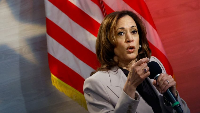 Democratic presidential nominee and U.S. Vice President Kamala Harris addresses members of the National Association of Black Journalists (NABJ) in Philadelphia, Pennsylvania, U.S., September 17, 2024. 