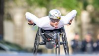 PARIS, FRANCE – SEPTEMBER 8: Marcel Hug of Team Switzerland competes during the Men’s Marathon – T54 on day eleven of the Paris 2024 Summer Paralympic Games on September 8, 2024 in Paris, France. (Photo by Tom Weller/VOIGT/GettyImages)