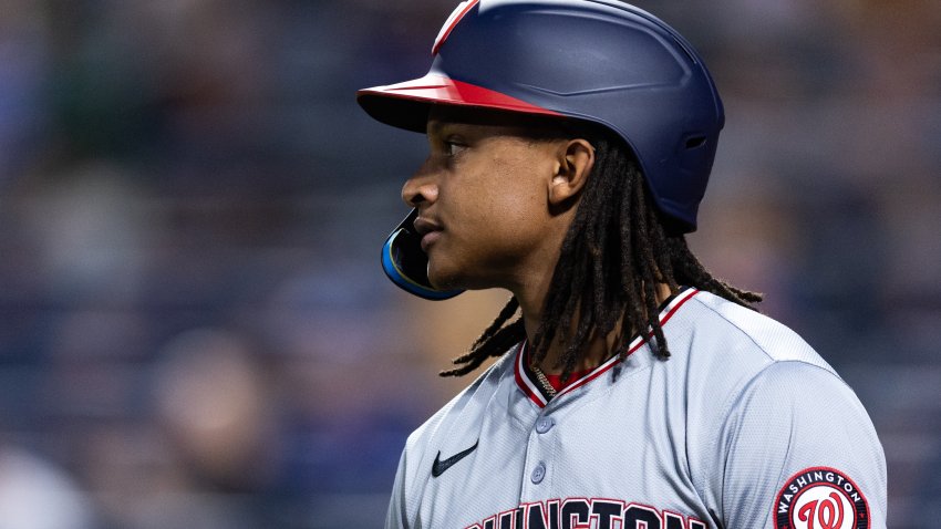 NEW YORK, NEW YORK – SEPTEMBER 17: CJ Abrams #5 of the Washington Nationals looks on before the first inning of the game against the New York Mets at Citi Field on September 17, 2024 in New York City. (Photo by Dustin Satloff/Getty Images)