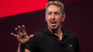 Larry Ellison, chairman and co-founder of Oracle Corp., speaks during the Oracle OpenWorld 2017 conference in San Francisco, California, U.S., on Sunday, Oct. 1, 2017.