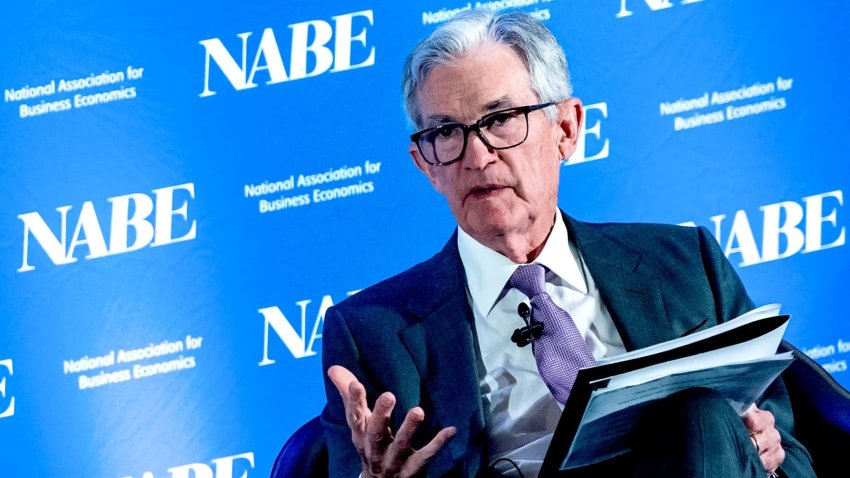 Jerome Powell, chairman of the US Federal Reserve, during the National Association of Business Economics (NABE) annual meeting in Nashville, Tennessee, US, on Monday, Sept. 30, 2024.