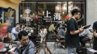 Customers at a restaurants on Nanjing East Road in Shanghai, China, on Wednesday, Oct. 2, 2024. 