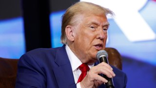 Republican presidential nominee, former U.S. President Donald Trump speaks during a roundtable with faith leaders at Christ Chapel on October 23, 2024 in Zebulon, Georgia.