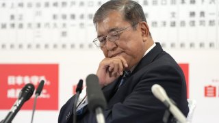 Shigeru Ishiba, Japan’s prime minister and president of the Liberal Democratic Party (LDP), at the party’s headquarters following the lower house election, at the party’s headquarters in Tokyo, Japan, on Sunday, Oct. 27, 2024. 