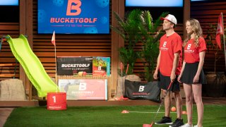 Tyler and Jenny Simmons of BucketGolf on ABC’s “Shark Tank.”