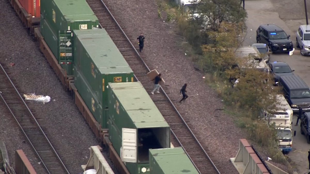 Video shows groups stealing boxes off freight trains in Chicago, halting Metra traffic during rush hour