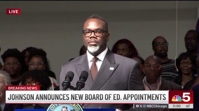 Watch: Mayor Brandon Johnson reacts to protesters as he names new school board