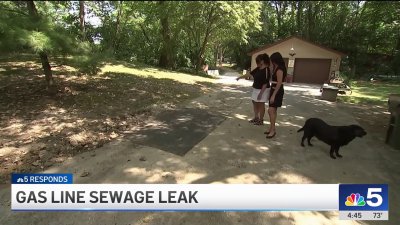 Suburban family struggles with sewage on property following minor gas leak