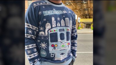 CTA holiday sweater brings festive cheer with light-up Chicago train and bus design