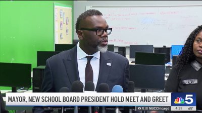 Mayor Johnson, new CPS board president tour West Side school