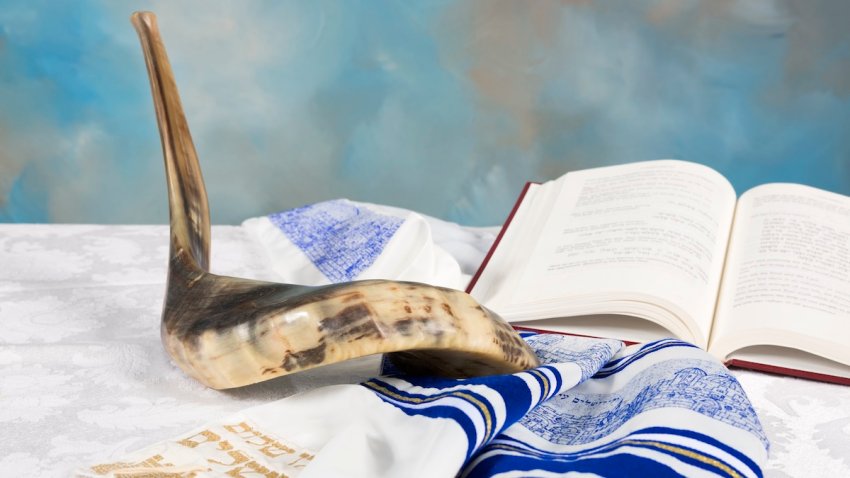 “shofar with prayer shaw and prayer book for Rosh Ha Shana and Yom Kippur, Days of AweCheck out my Jewish Lightbox”