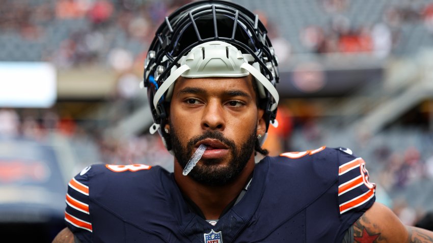 CHICAGO, IL – AUGUST 17: Montez Sweat #98 of the Chicago Bears looks on prior to an NFL football game against the Cincinnati Bengals at Solider Field on August 17, 2024 in Chicago, Illinois. (Photo by Perry Knotts/Getty Images)