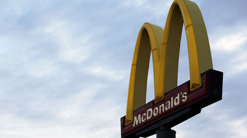 The McDonald’s logo is displayed at a McDonald’s restaurant on October 23, 2024 in Omaha, Nebraska.