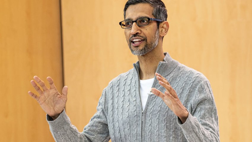 Alphabet CEO Sundar Pichai during the Google I/O developers conference in Mountain View, California, on May 10, 2023.