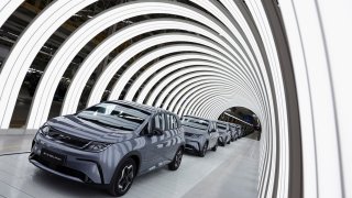 EV cars are pictured inside BYD’s first electric vehicle (EV) factory in Southeast Asia, a fast-growing regional EV market where it has become the dominant player, in Rayong, Thailand, July 4, 2024. 