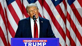 President-elect Donald Trump speaks during an election night event at the West Palm Beach Convention Center in West Palm Beach, Florida, on November 6, 2024.