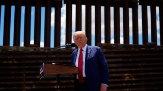 FILE – Republican presidential nominee former President Donald Trump speaks along the southern border with Mexico, on Aug. 22, 2024, in Sierra Vista, Ariz.