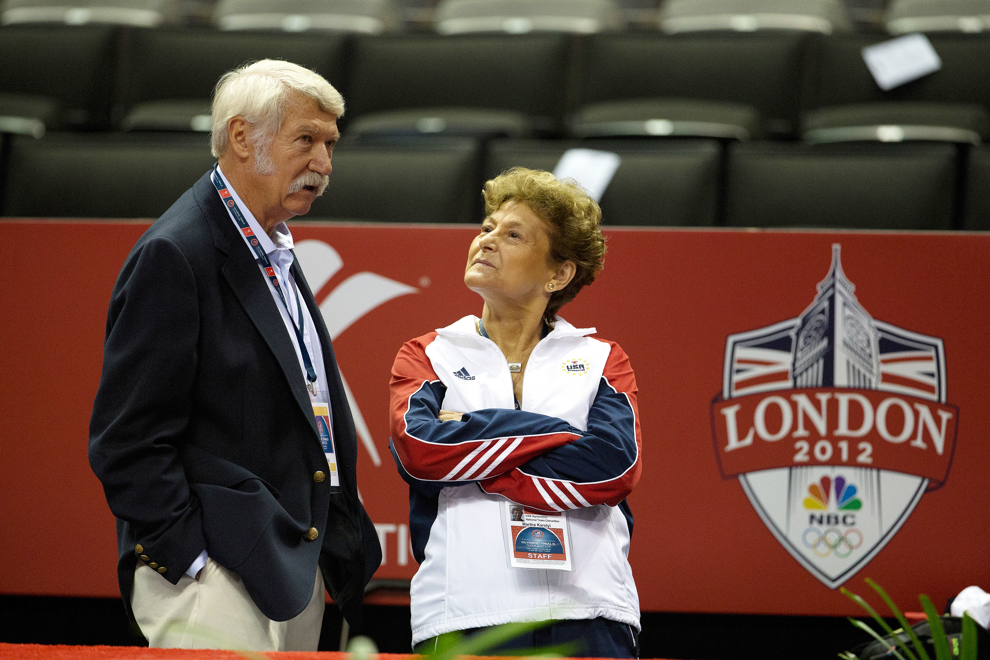 FILE - Bela Karolyi (L) with wife and USA Gymnastics coordinator Marta 