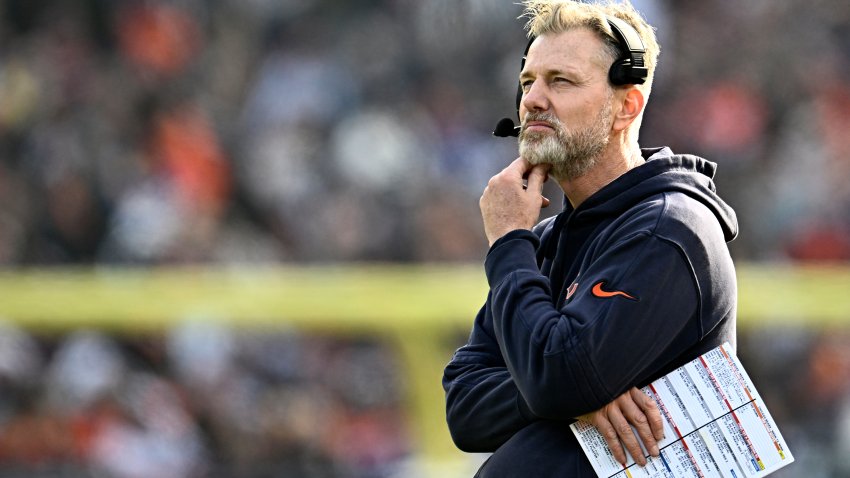 CHICAGO, ILLINOIS – NOVEMBER 24: Head coach Matt Eberflus of the Chicago Bears looks on during the second quarter against the Minnesota Vikings at Soldier Field on November 24, 2024 in Chicago, Illinois. (Photo by Quinn Harris/Getty Images)