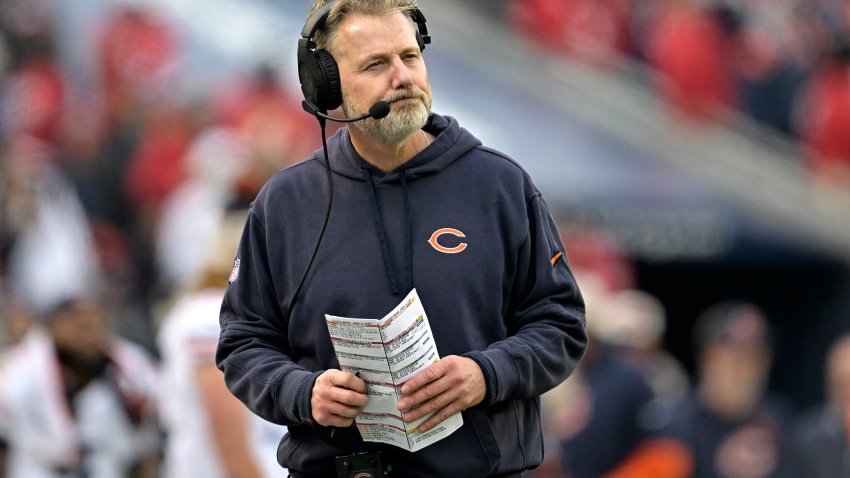 CHICAGO, ILLINOIS – NOVEMBER 24: Head coach Matt Eberflus of the Chicago Bears reacts during the fourth quarter against the Minnesota Vikings at Soldier Field on November 24, 2024 in Chicago, Illinois. (Photo by Quinn Harris/Getty Images)