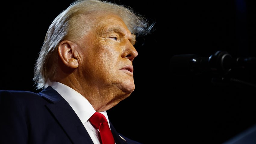 Donald Trump speaks during an election night event at the Palm Beach Convention Center on Nov. 6, 2024 in West Palm Beach, Florida.