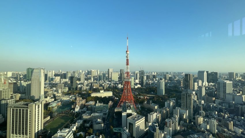 A city view seen from the Azabudai Hills Mori JP Tower in the Minato district of Tokyo, Japan on November 24, 2023.