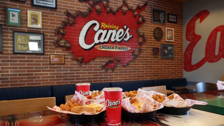 Displays and signage are seen during LA Dodgers’ Mookie Betts Makes “Shortstop” at Raising Cane’s Ahead of Opening Day, receives $100K donation for his 5050 Foundation, at Raising Cane’s on March 27, 2024 in Alhambra, California. 